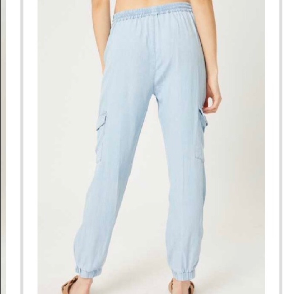 NEW! Light Denim Blue Cargo Jogger Pants - Picture 8 of 15